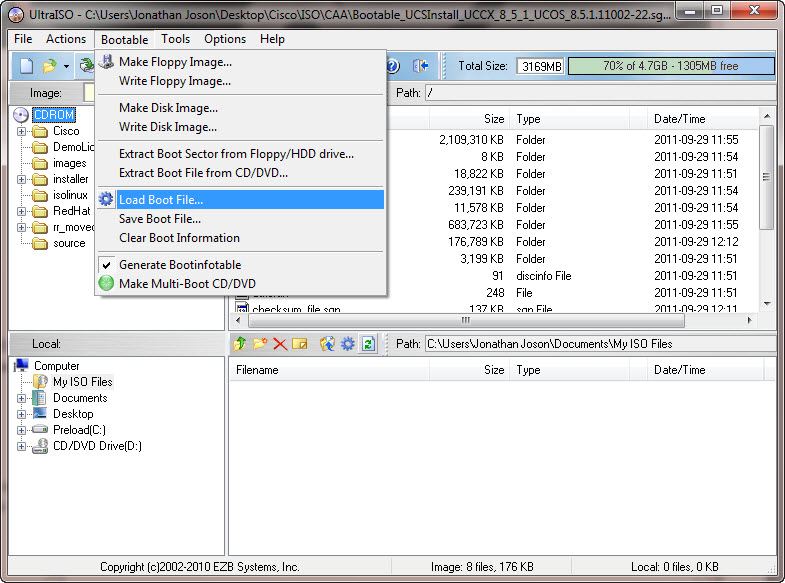 How to write iso file to bootable cd
