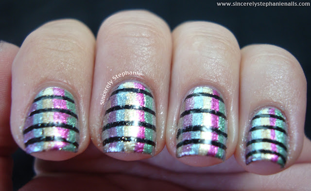 horizontal and vertical lines nail art