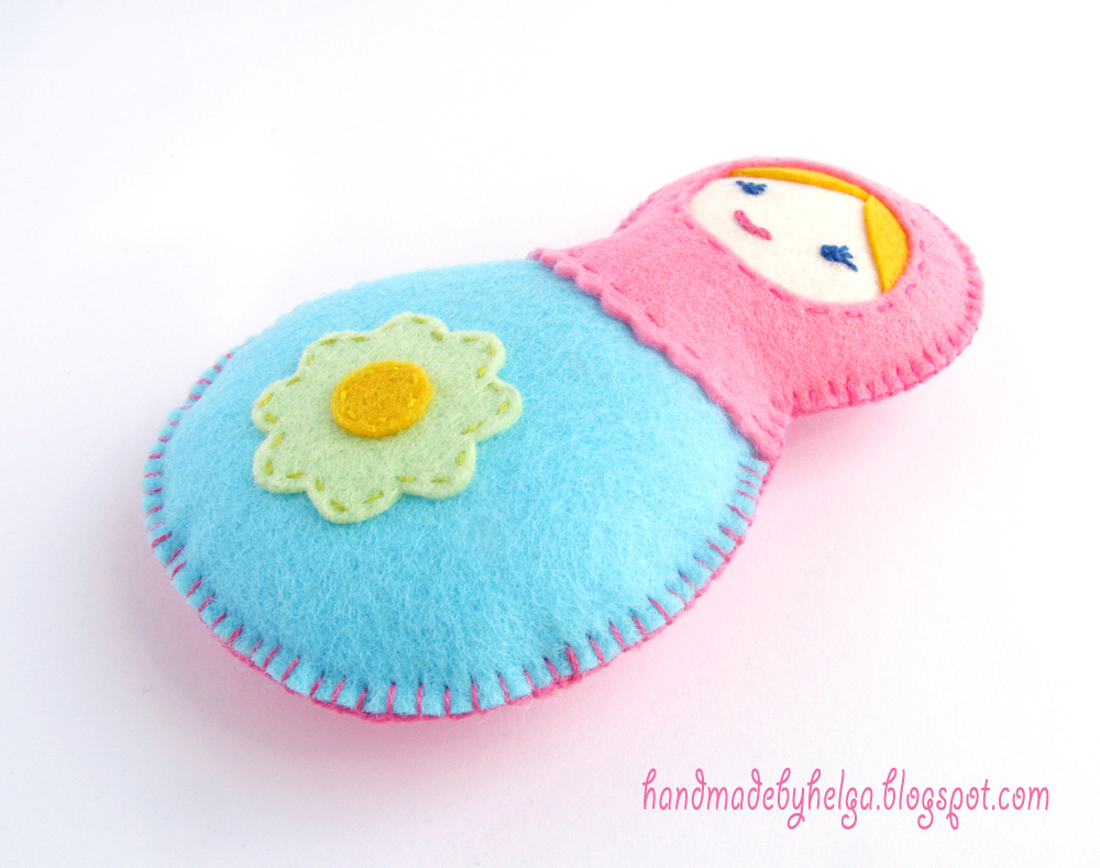 Handmade by Helga Felt baby rattles