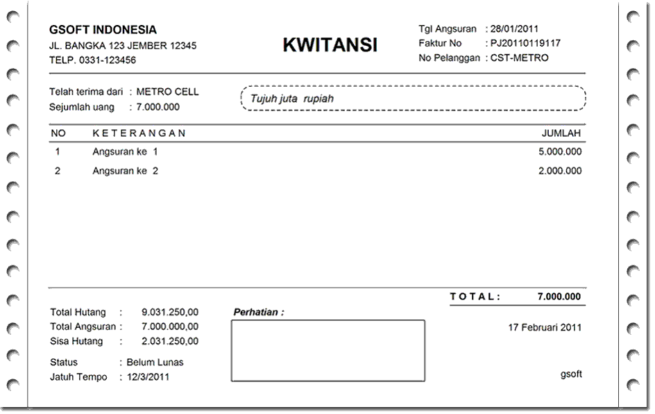 Download Referensi Lengkap Kwitansi Pembayaran Kumpulan