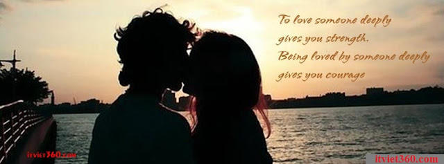 Ảnh bìa lãng mạn cho Facebook - Cover FB romantic timeline, hôn nhau trước hoàng hôn trên biển