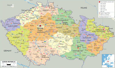 République Tchèque Carte Pays Département