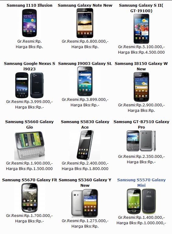 Daftar Harga Handphone Samsung April 2012 Terbaru Daftar Harga Handphone 2012 terupdate