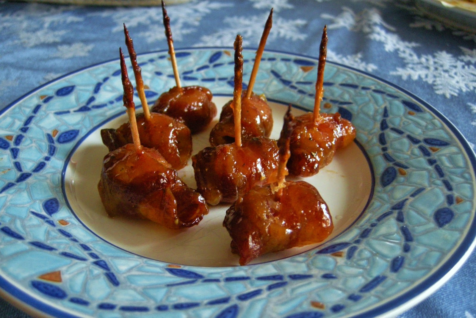 Snacky Sunday Bacon Wrapped Kielbasa with Brown Sugar Glaze and Pizza