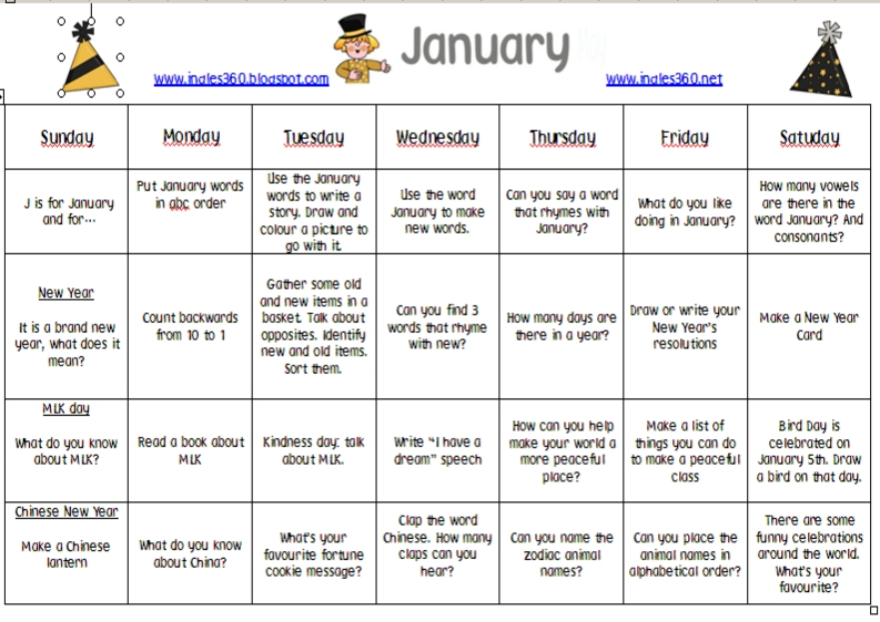 January free calendar Classroom Freebies