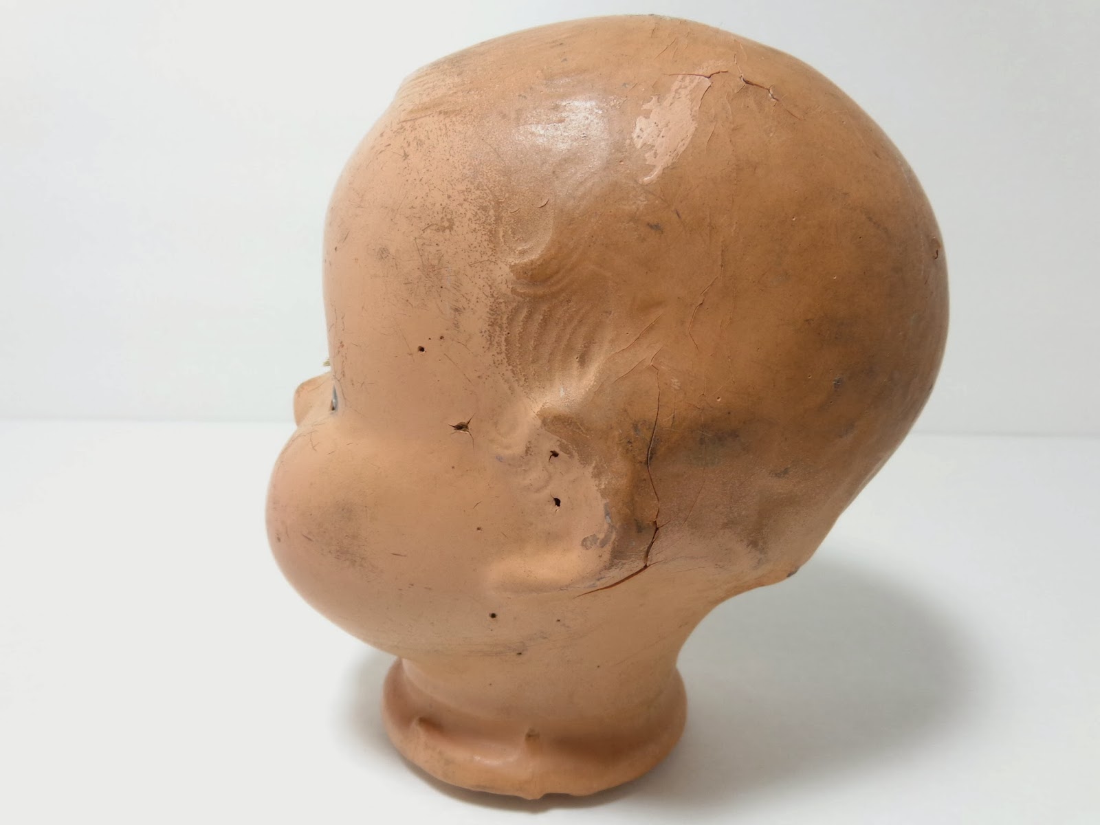 Creepy Antique Vintage Halloween Prop Old Baby Doll Head Sleepy Eye