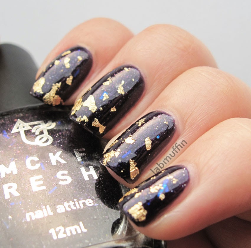 Polish Or Perish Gold Leaf Nail Art Over Mckfresh Angel I Don T Actually Own A Gold Leaf Topper Yet So Tried To Make Do With Some Shredded Foil From Born Pretty Used Larger Pieces In Mani For