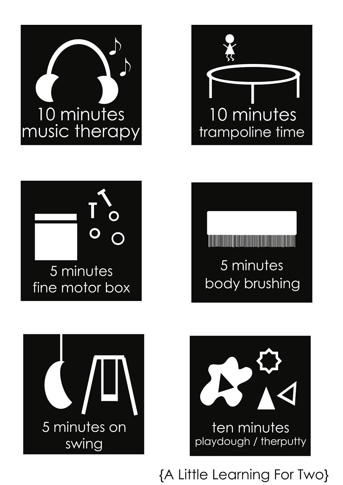 A Little Learning For Two Free Printables Sensory Time Outs