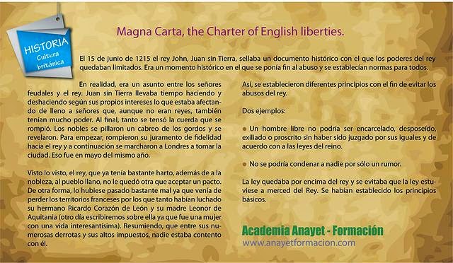 Magna Carta, the Charter of English liberties. La carta Magna inglesa.