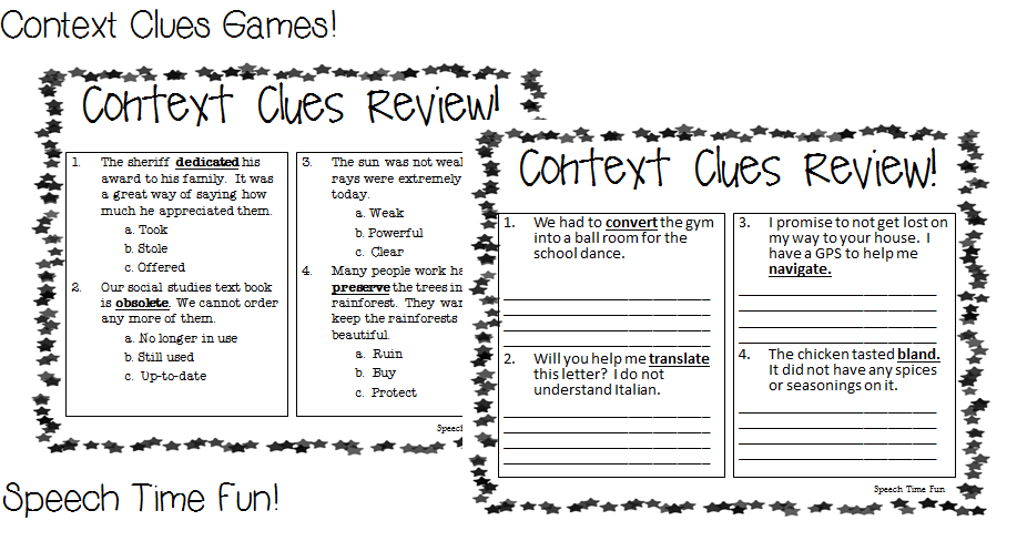 SYNONYM CONTEXT CLUE BINGO Card