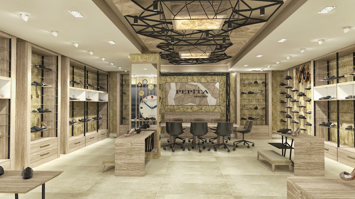 3d mimari cizim ayakkabi showroom magaza dekorasyon ev dekorasyon dekoratif