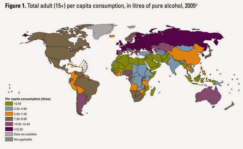 40 Maps That Will Help You Make Sense of the World - Map of Alcohol Consumption Around the World