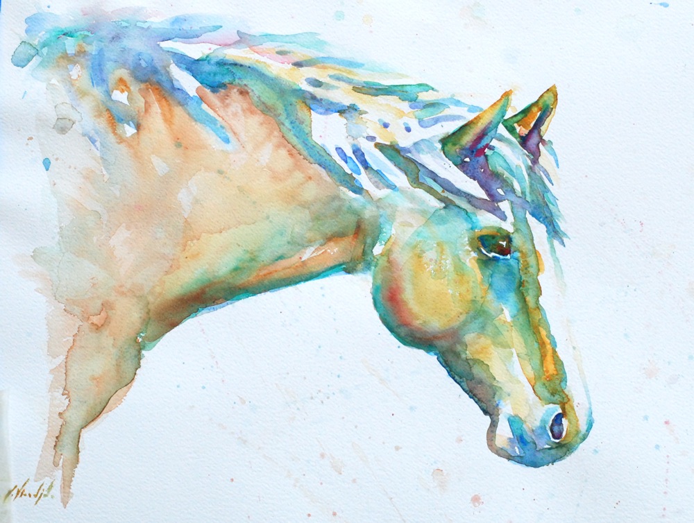 Horse Running In Water Painting Horse Running In Water Painting
