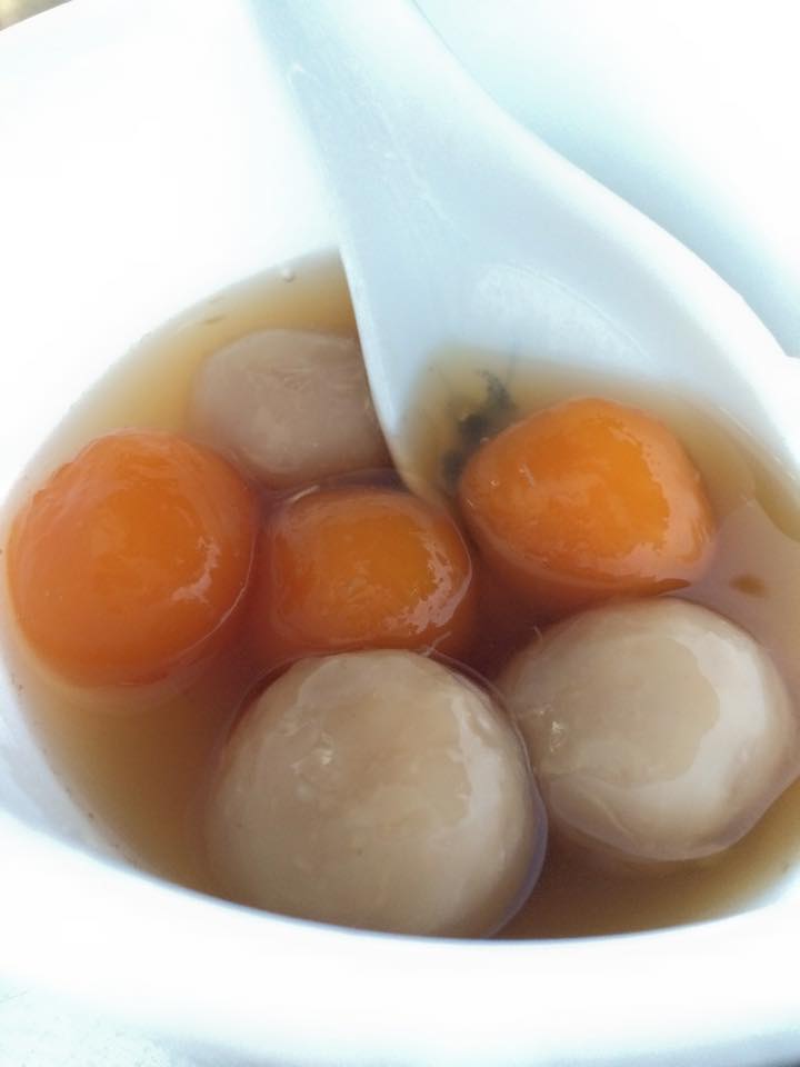 sweet potato/yam balls in black sugar ginger soup 地瓜圆芋圆黑糖姜汤 by