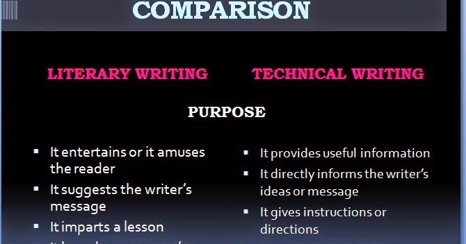 Difference Between Technical Writing And Literary Writing