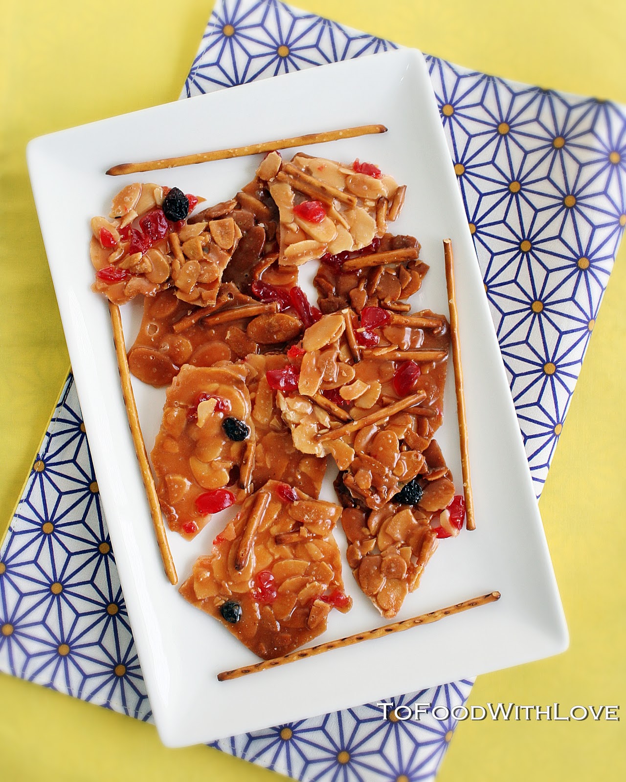 To Food with Love Almond and Pretzel Butterscotch Brittle