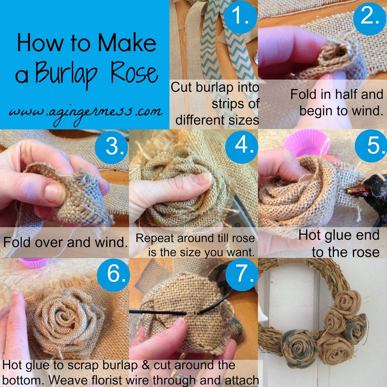 A Ginger Mess How to Make a Burlap Rose