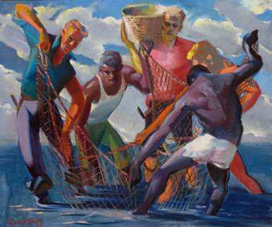 The Fishermen by Francis J. Quirk Francis J. Quirk painting of "The Fishermen"