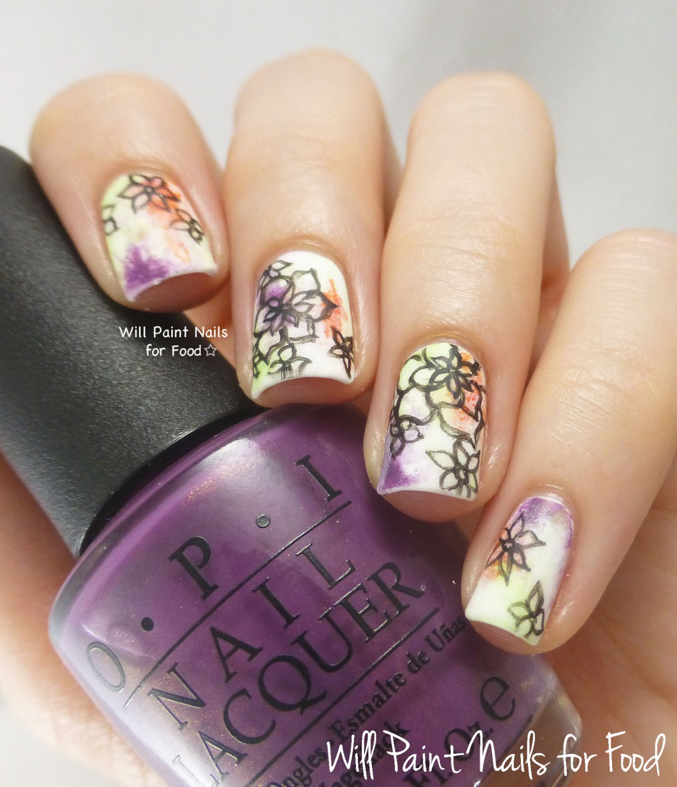 Abstract floral nail art
