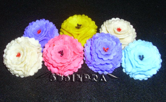 bunga aster flanel bros jepit rambut bandana dari bunga flanel