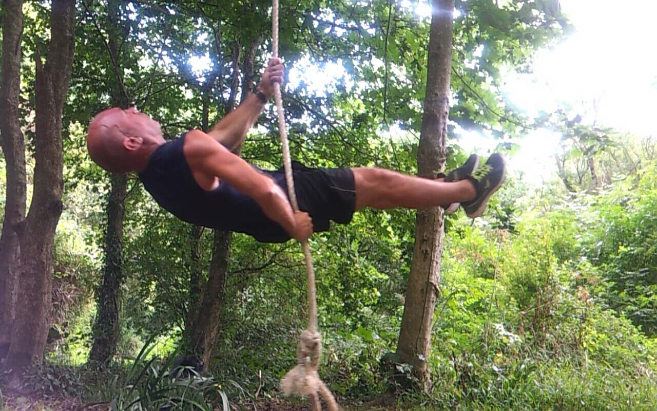 full front planche on a rope