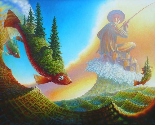 01-The-Fisherman-Jeff-Mihalyo-Symbolism-and-Narrative-in-Surreal-Oil-Paintings-www-designstack-co