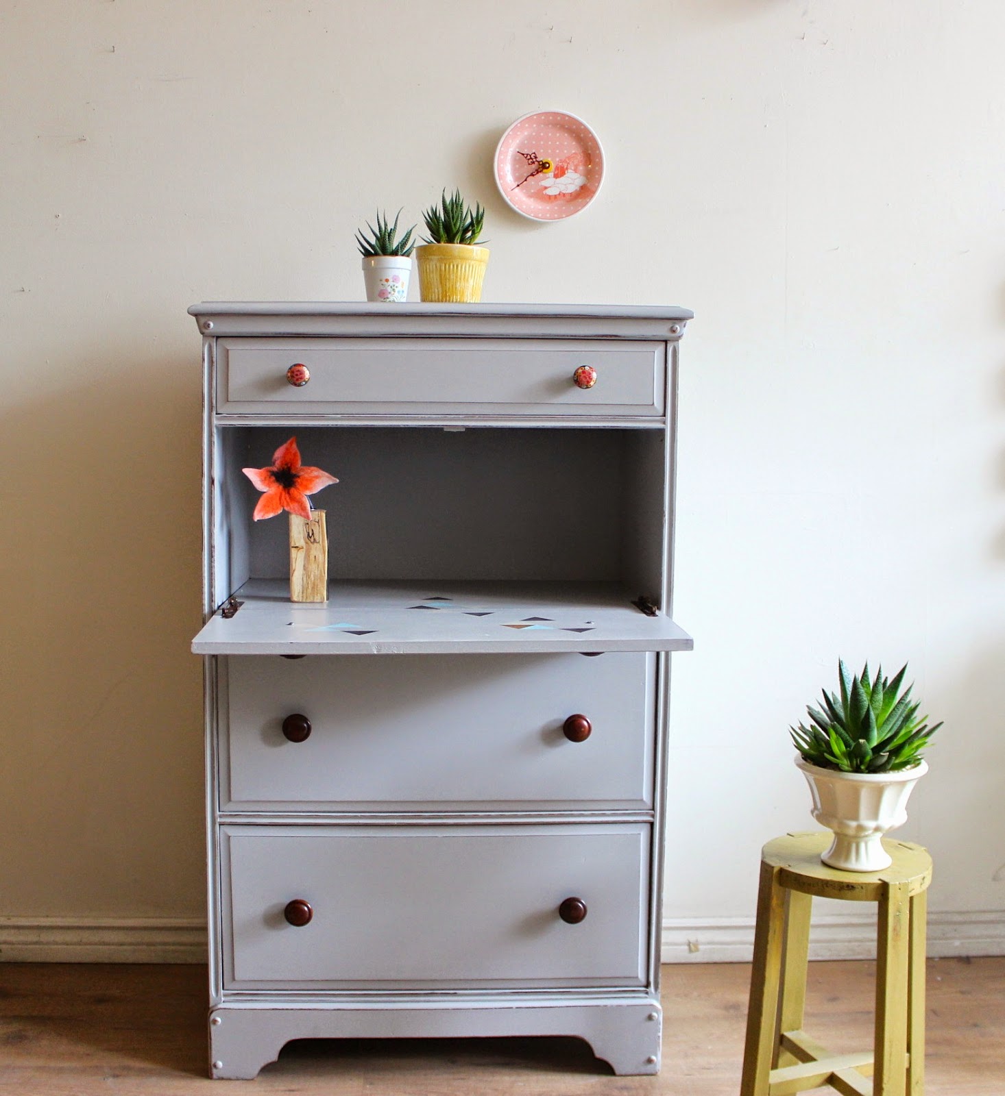 Poppyseed Creative Living Tallboy Dresser/Desk Painted with Chalk Paint