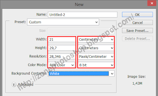 HOW SETTING A4 PAPER SIZE AND F4 IN PHOTOSHOP