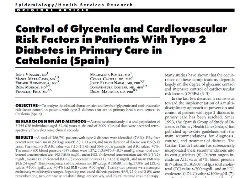 RedgedapS: Evaluación de la diabetes tipo 2 en Cataluña RedgedapS: Evaluación de la diabetes tipo 2 en Cataluña