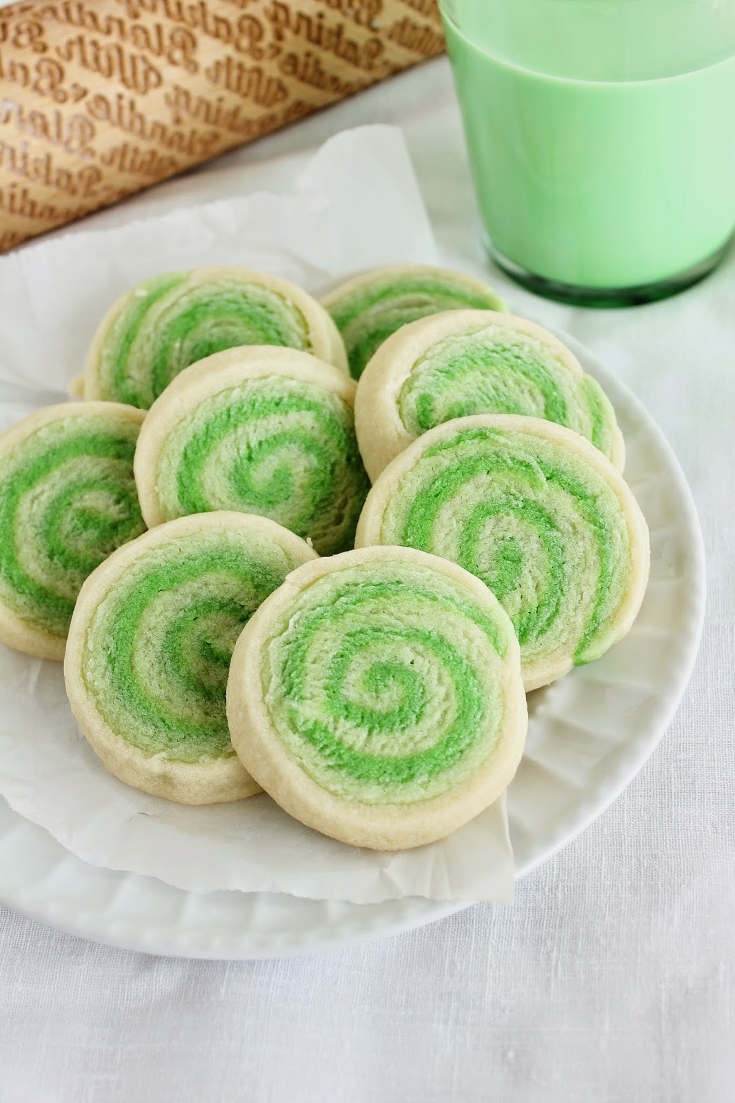 Green Pinwheel Sugar Cookies