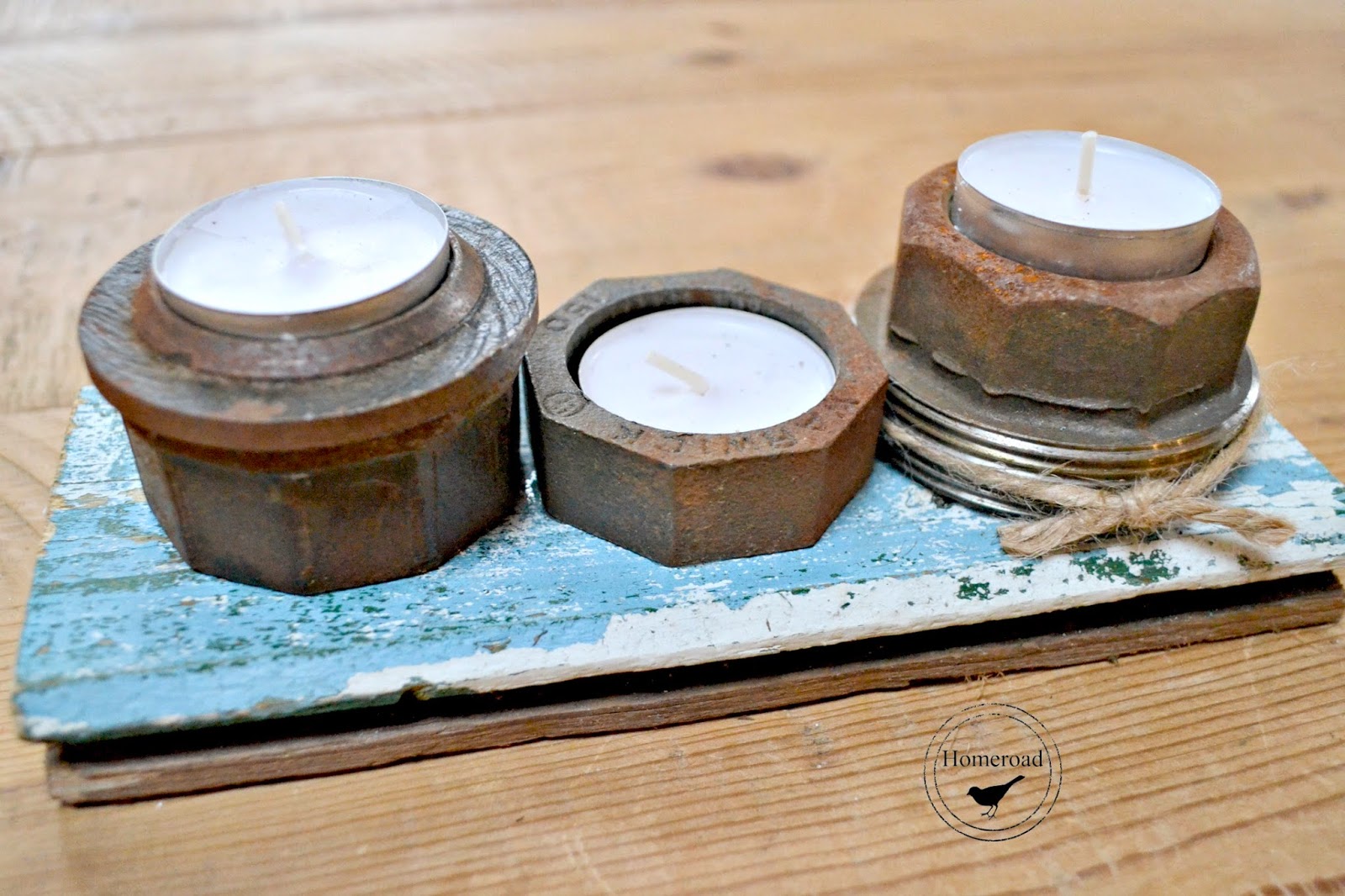 Rusty Bolt Tea Light Candles www.homeroad.net