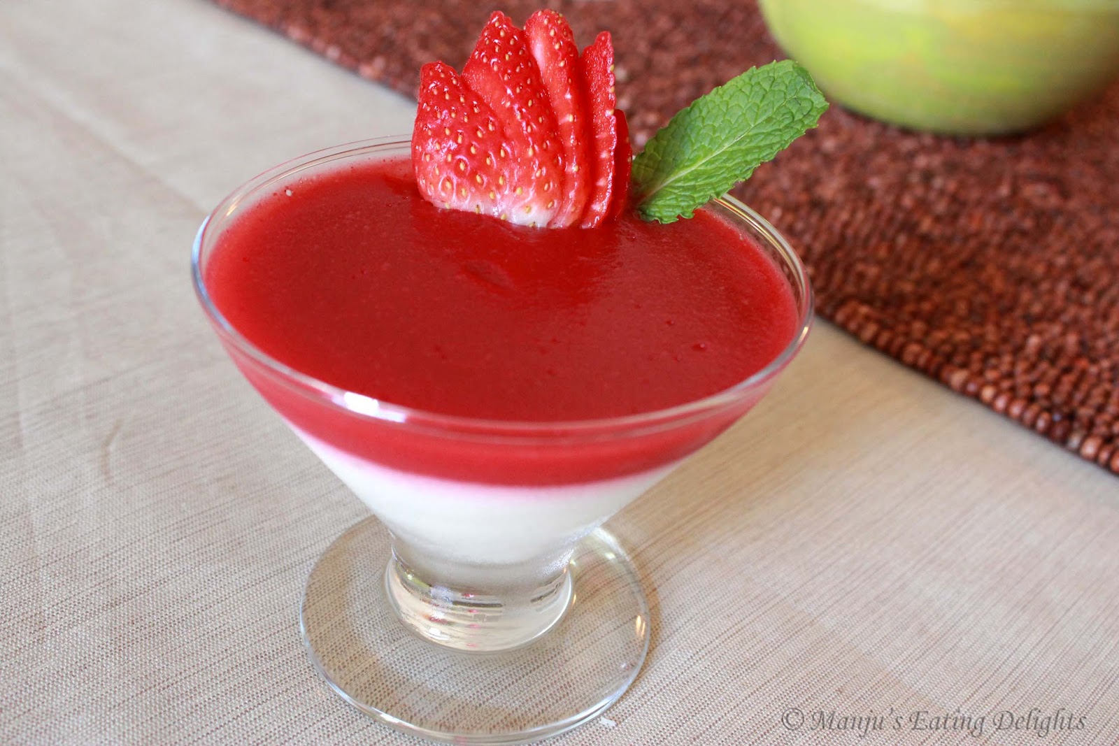 Manju's Eating Delights Yogurt Panacotta with Strawberry Jelly