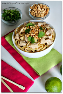 Slow Cooker Recipe for Peanut Sauce with Chicken and Fettuccine #crockpotrecipe #slowcooker #chicken