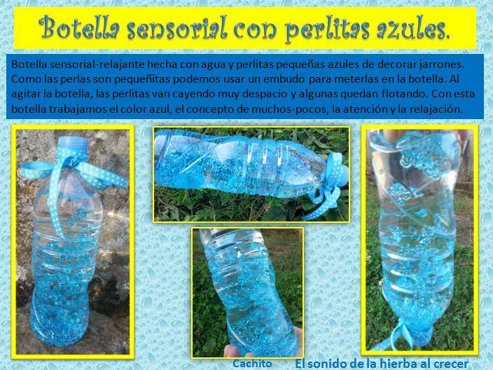 Botella sensorial liquida Arcoíris de Perlas