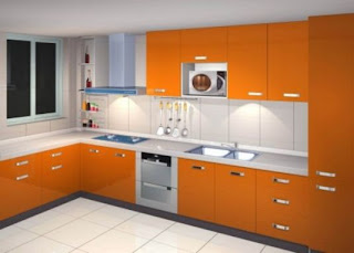 orange kitchen cabinets design