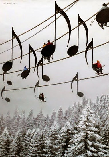 musical ski lift , france