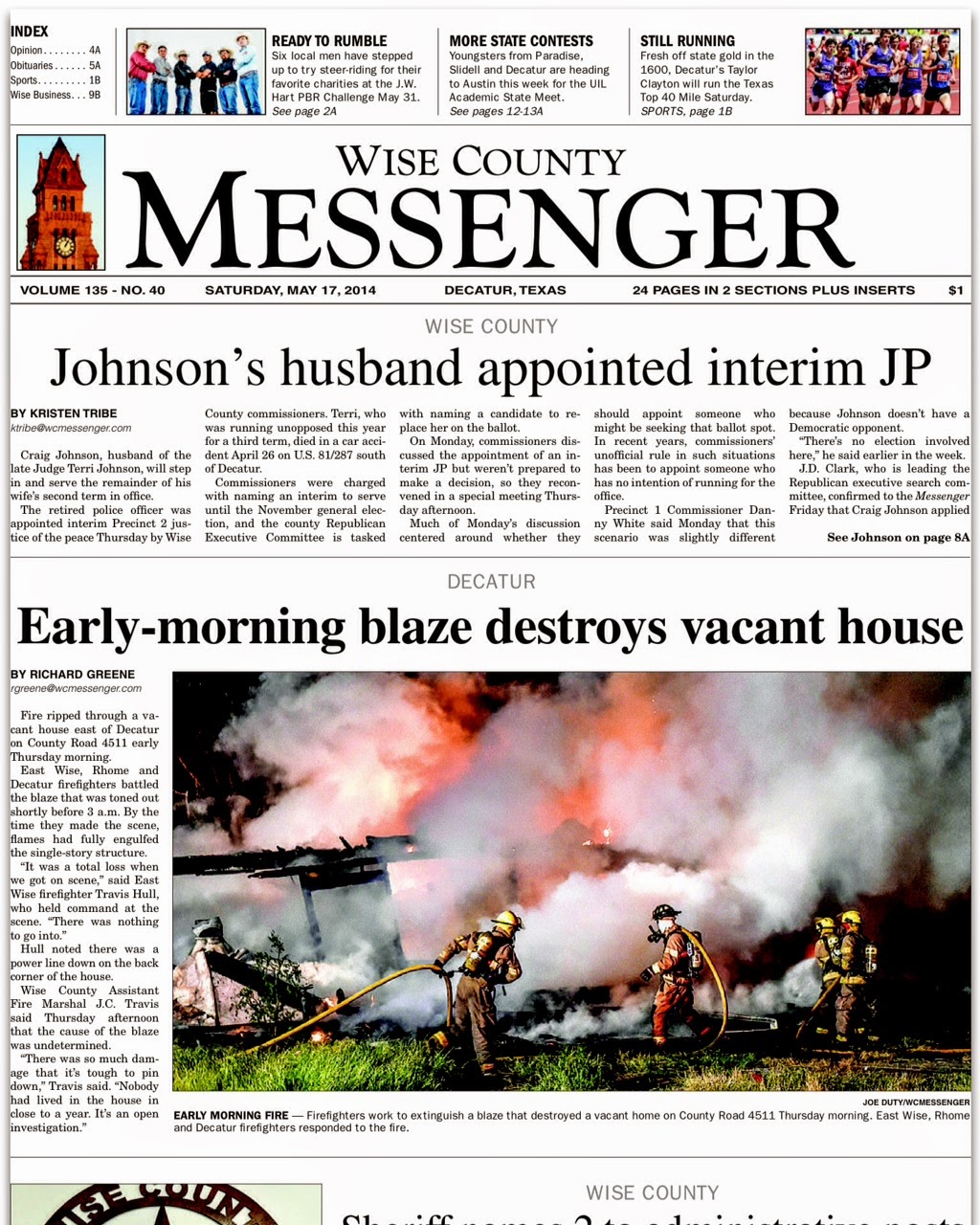 Obituaries from the 2012 Wise County Messenger Newspaper, Last