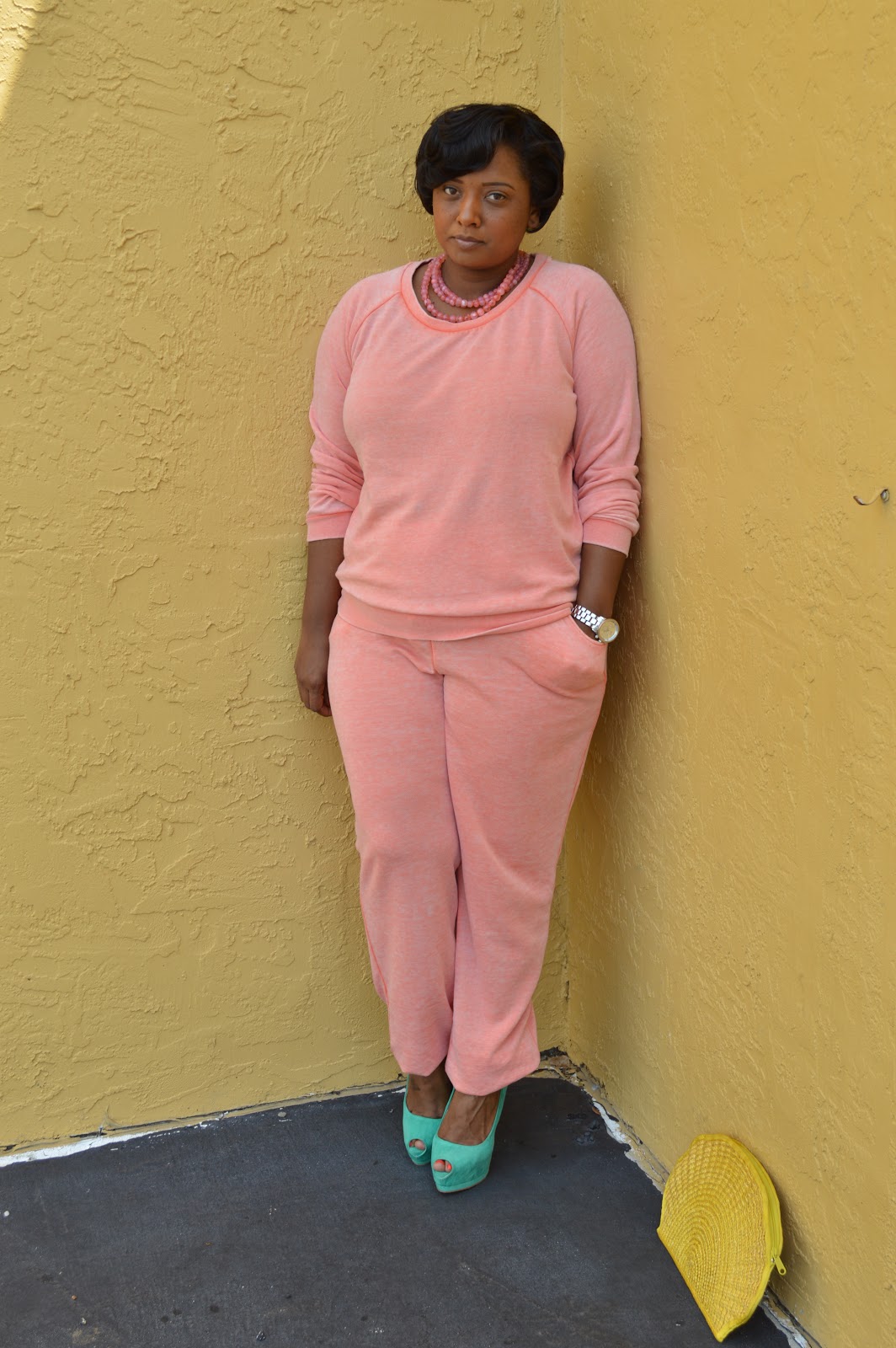 jogging suit with heels