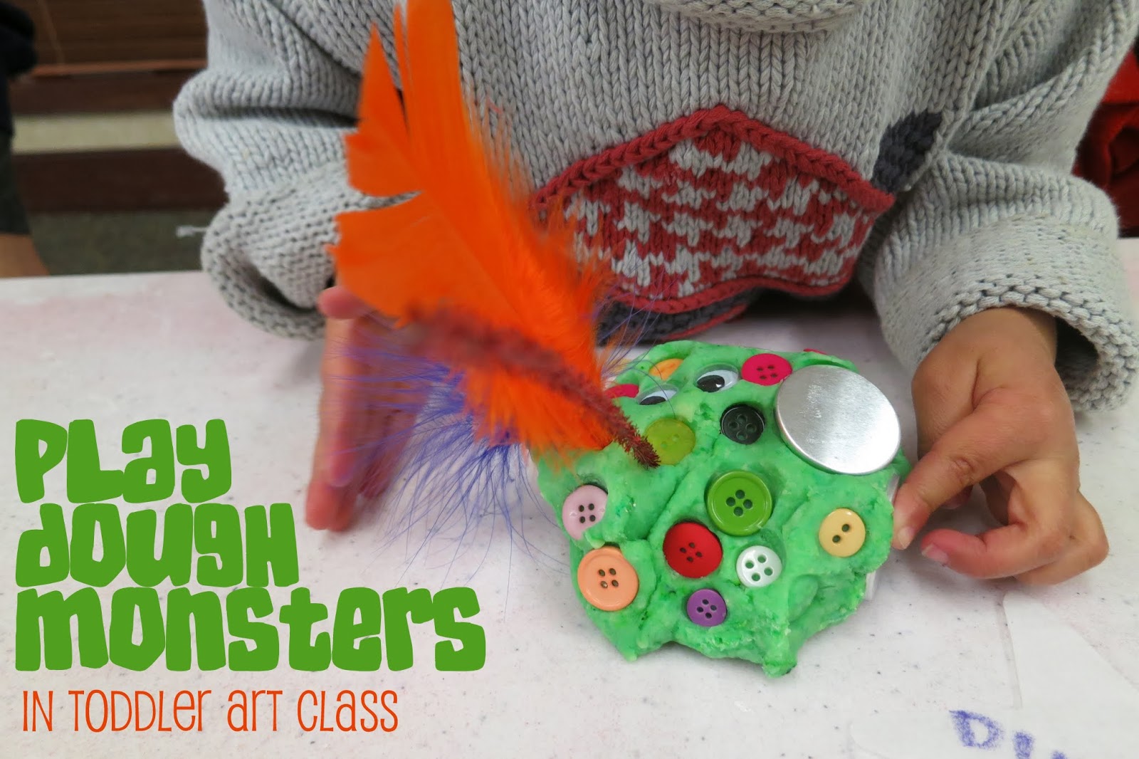 http://librarymakers.blogspot.com/2014/02/toddler-art-class-playdough-monsters.html