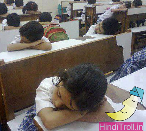 Small Kid Sleep In School Bench Funny |