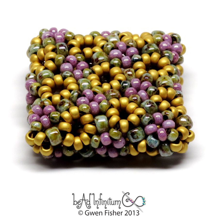 gwenbeads Pillow Beaded Bead with Picnic Weave