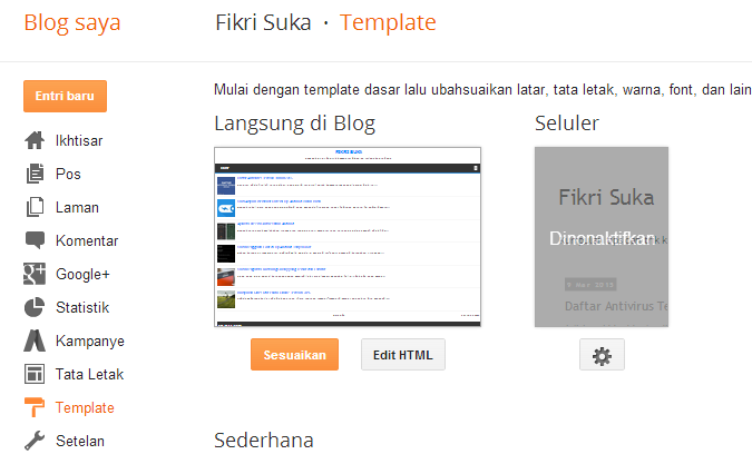 Cara Ganti template blog Cara Ganti template blog