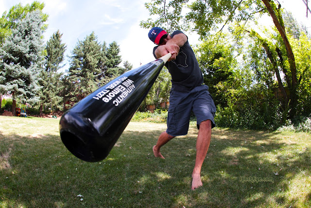 Taking a swing with my new personalized, pro model wood bat from Texas Timber.