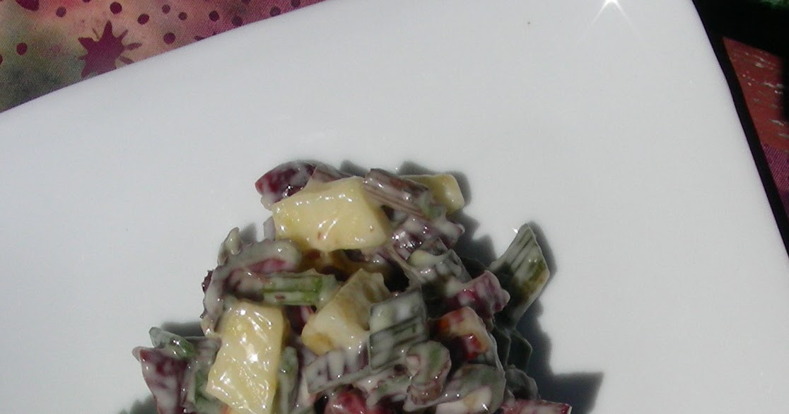 Red Celery Salad with Bacon, Apples, Cranberries and Pecans