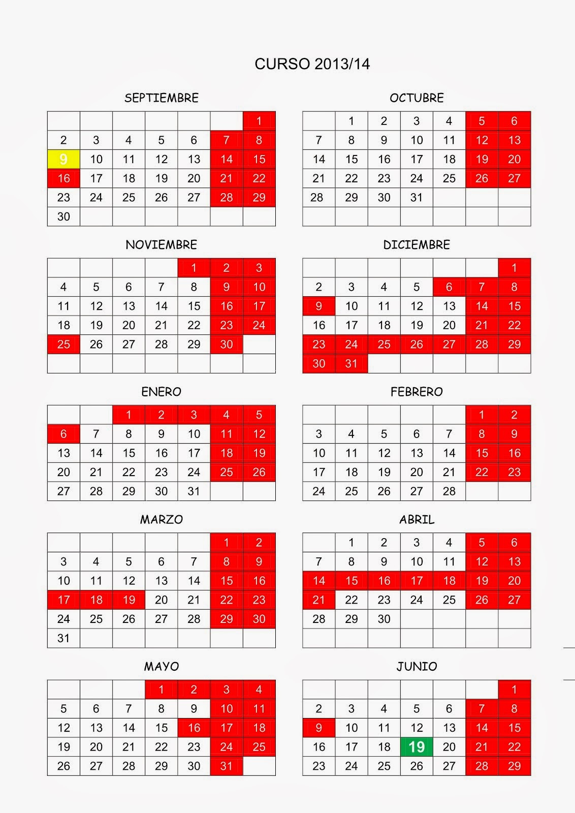 CALENDARIO ESCOLAR