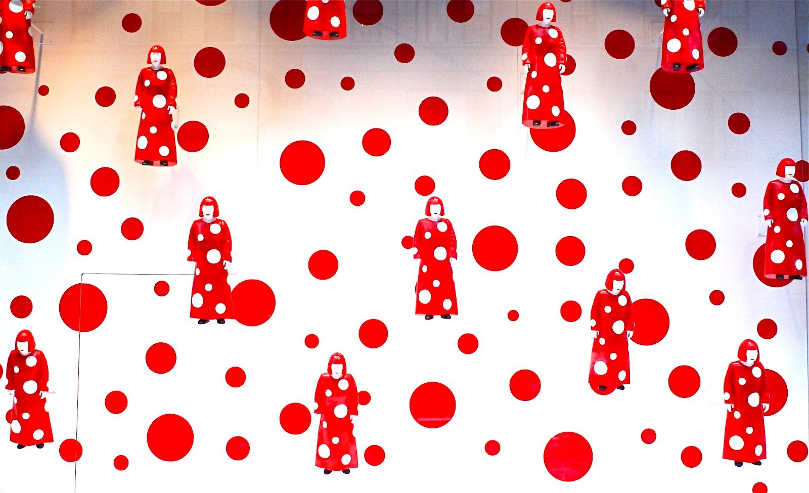 The flagship Louis Vuitton store in Midtown Manhattan in New York on  Sunday, January 8, 2023 is decorated with a giant mural of Yayoi Kusama,  promoting her collaboration with the brand. (©