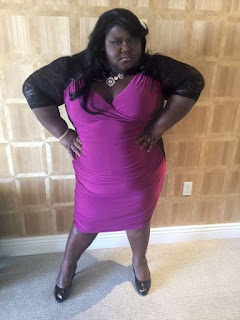 Gabby Sidibe at the VMA's wearing the Valentina Illusion Dress in Black Orchid