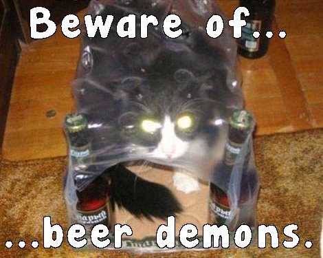 beer demons cat meme