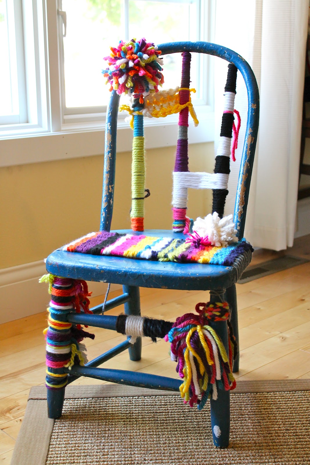 Polka Dot Pocket Yarn Bomb Vintage Chair