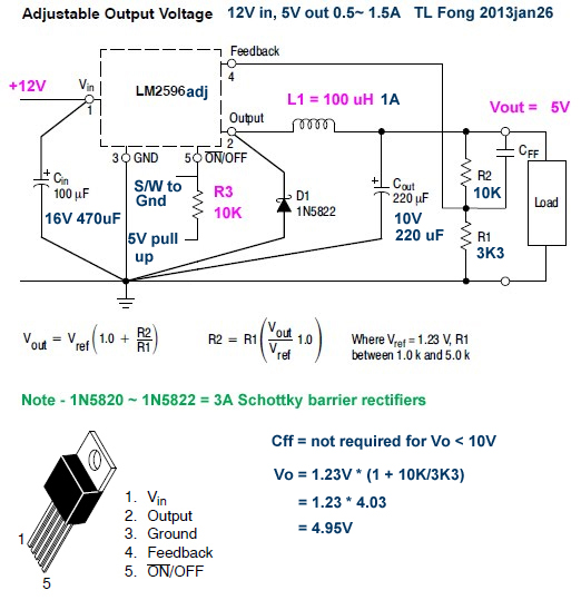 FongEye LM2596 ADJ based 5V PSU working OK